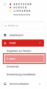 The menusidebar from phidias with the path to the E-Docs is shown.