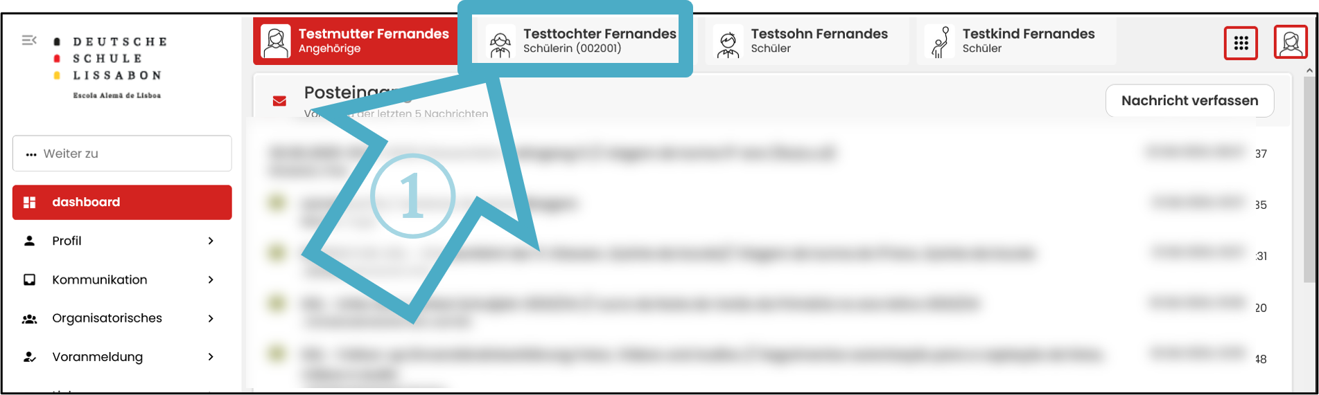 Klicken Sie auf das Profil des Kindes. 